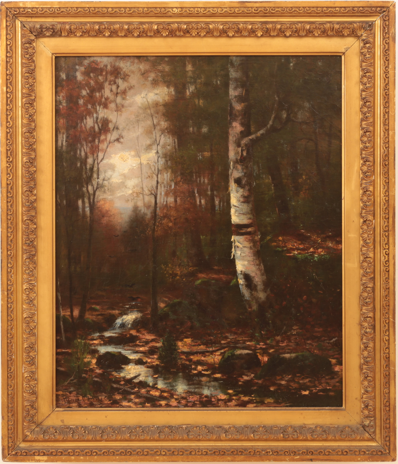 Warren C. Briggs Painting for Sale - Forest Interior with Birch Tree