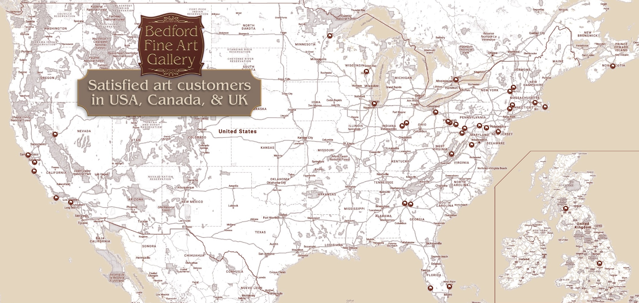 Bedford Fine Art satisfied art customers in the USA, Canada and UK