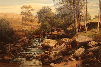 James L. Adams Boulders Along An English Stream Painting