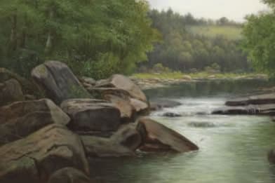Albert Francis King Victorian Painting of a Fishing Hole
