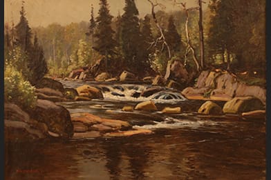 Frank A. Barney 19th Century Art for Sale - Stream in Landscape