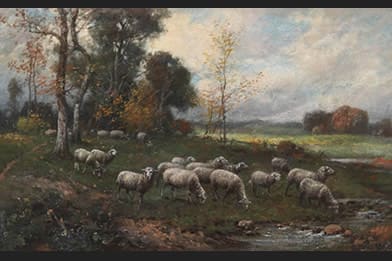 Charles Grant Beauregard Victorian Art for Sale - Bucolic Landscape with Sheep
