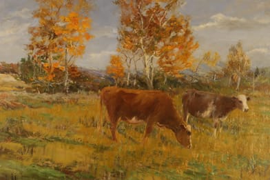 Andrew Curtain Davis - Bedford County Cows Painting For Sale