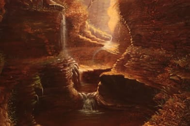 James Hope - Watkins Glen Rainbow Falls Painting For Sale