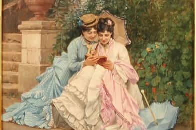 August Toulmouche Victorian Painting Women with Diary