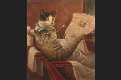 William de La Montagne Cary - Barber Shop Felines Painting