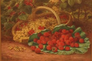 August Laux - Raspberries and Currants Painting For Sale