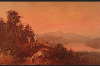 Otto Sommer Painting - Deer at Dusk - 19th Century American Fine Art