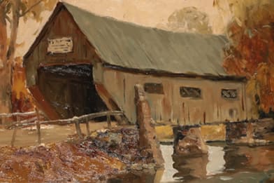 Anthony Thieme - Covered Bridge Painting For Sale