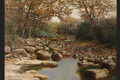 Robert Ward Van Boskerck 19th Century Paintings for Sale - Rocky New England Stream