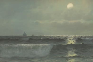 Alfred T. Bricher Victorian Paintings for Sale - Moonrise Over the Shore