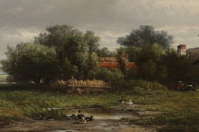 Kruseman Van Elten 19 Century Pastural Landscape Painting