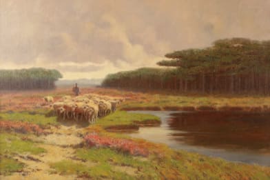 Hiram Peabody Flagg 19th Century Painting for Sale - Sheep Herder