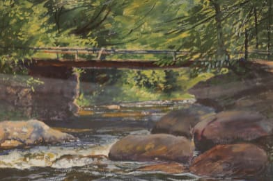 Joseph Henry Victorian Painting - Bridge Over a Rocky New England Creek