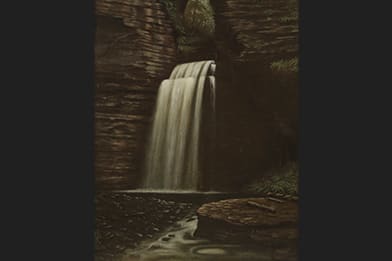 James Hope Watkins Glen Waterfall Victorian Painting