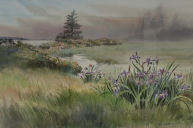 Wildflower Landscape Victorian Painting For Sale