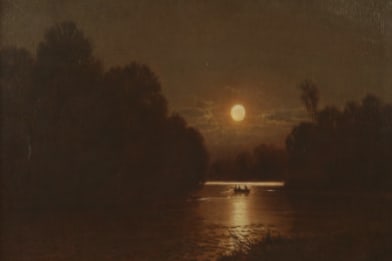 Clinton Loveridge Victorian Paintings For Sale - Fishermen in the Moonlight