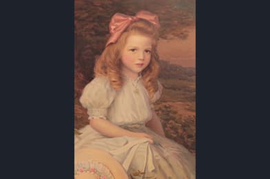 William Jacob Baer Victorian Painting for Sale - Seated Young Girl in a Landscape
