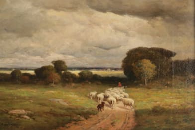 Charles Grant Beauregard: Guiding the Sheep Painting