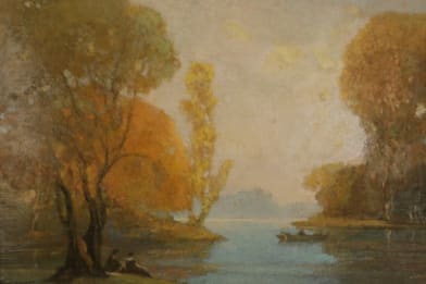 Ettore Caser's Victorian Pond Painting