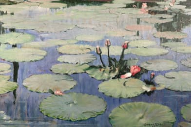 Conrad Linke: 20th Century Water Lily Pond Painting