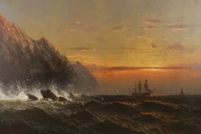 James Hamilton: 19th Century Ships off the Coast Painting