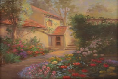 Ethel Marian Wickes: Cottage Garden Painting for Sale