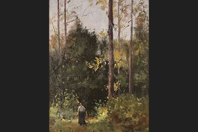 Gustav Wolff – Woman on Sunlit Path Victorian Painting