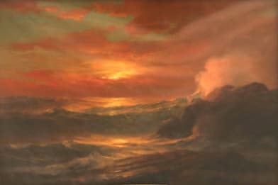 Warren Sheppard Crashing Waves at Sunset Painting