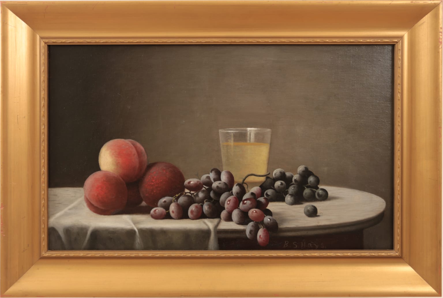 Barton Stone Hays -Still-Life with Peaches, Grapes, Lemonade