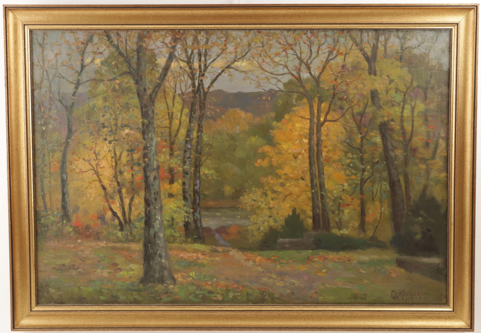 Charles Meurer Autumn Landscape Victorian Painting