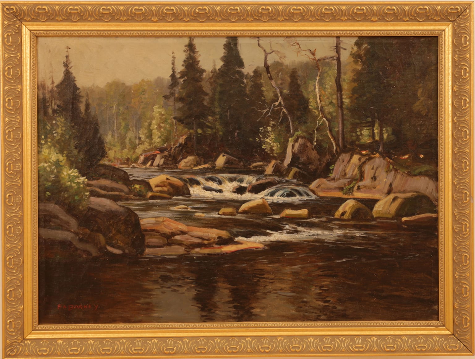 Frank A. Barney 19th Century Art for Sale - Stream in Landscape
