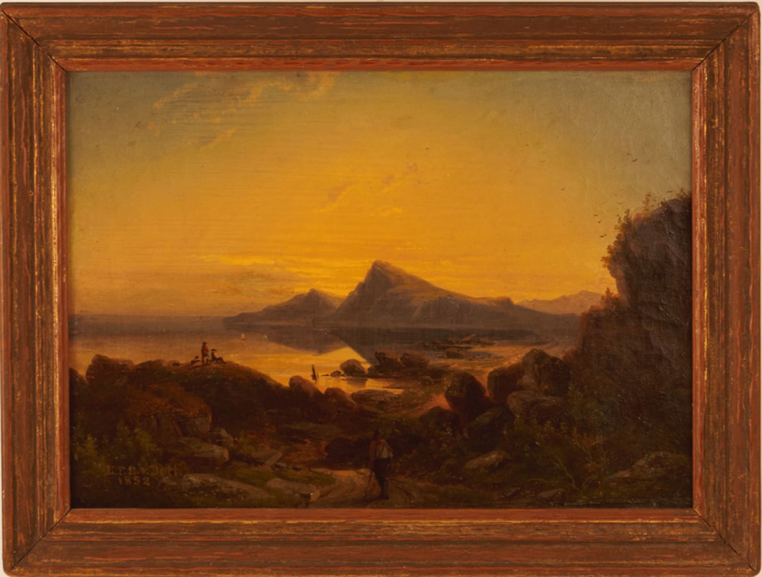 Emil Von Bott Painting for Sale - Man On Path to lake, 1852