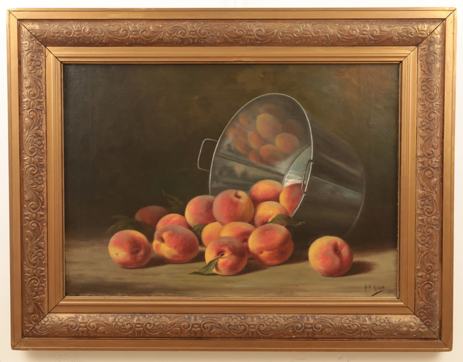 Albert Francis King - Peaches in a Pail Victorian Painting