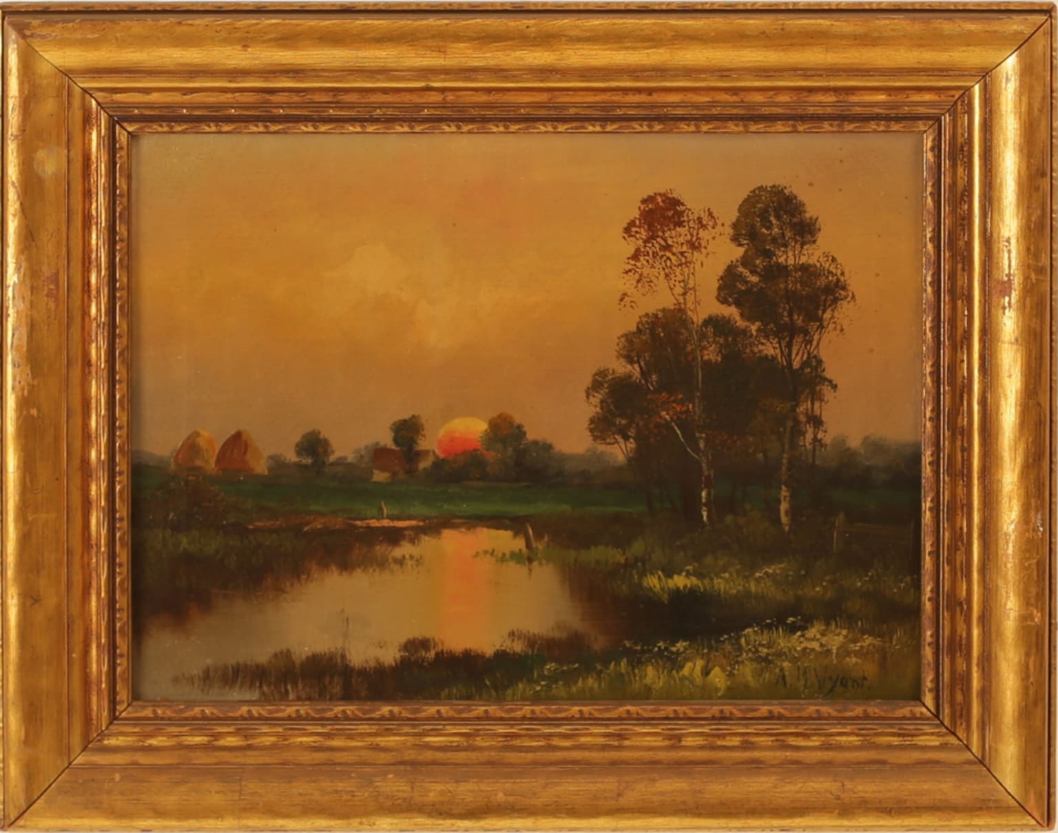 Alexander Helwig Wyant Artwork for Sale - Farm Pond at Sunset 
