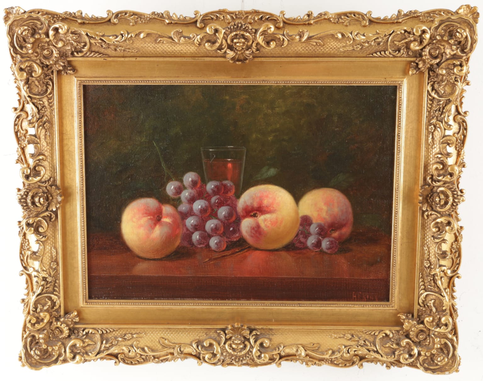 Albert Francis King Art for Sale - Peaches, Grapes and a Glass Painting