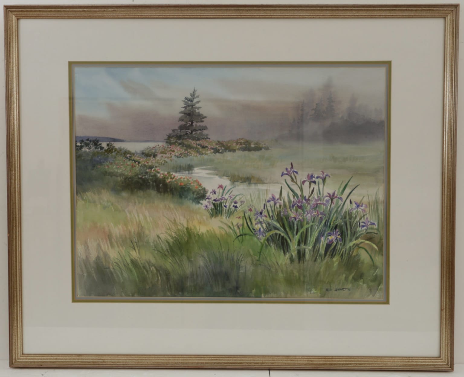 Wildflower Landscape Victorian Painting For Sale