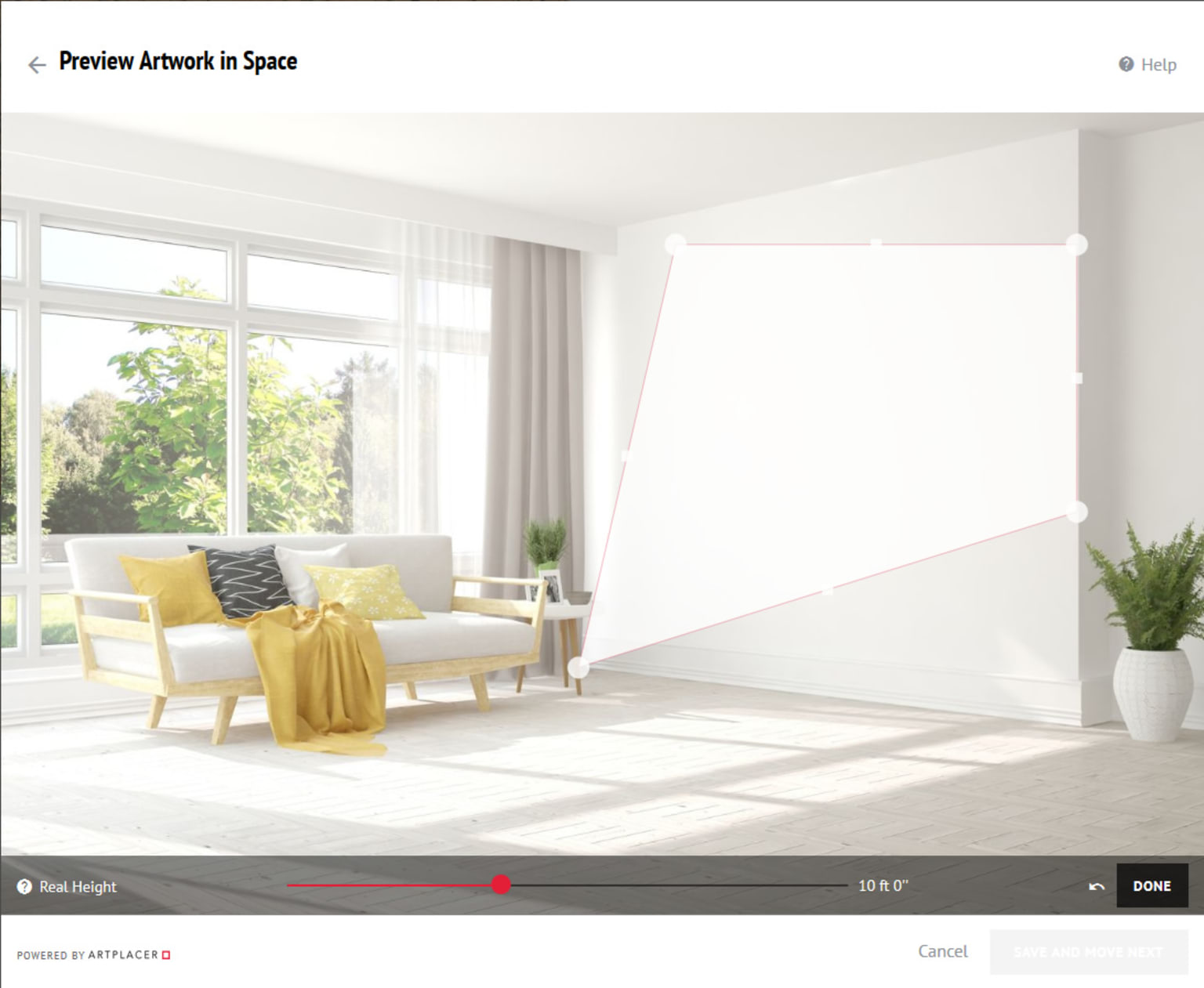 Define the area on which you want the painting to be placed