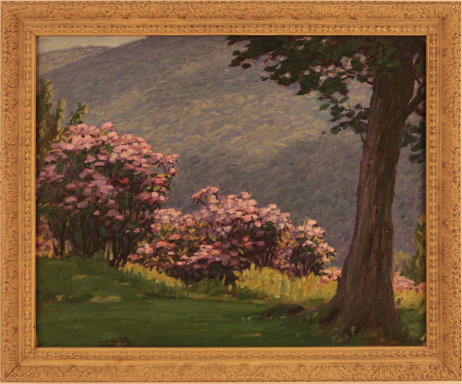 Andrew Thomas Schwartz 19 Century Painting of Flowers