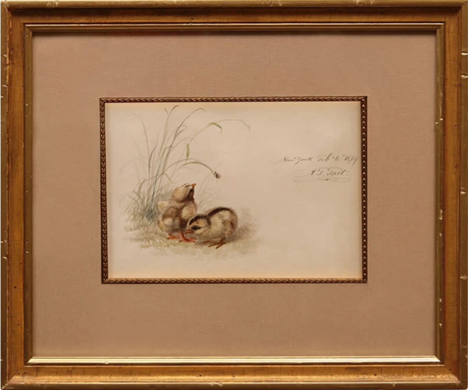 Arthur Fitzwilliam Tait - Two Baby Chicks Painting For Sale