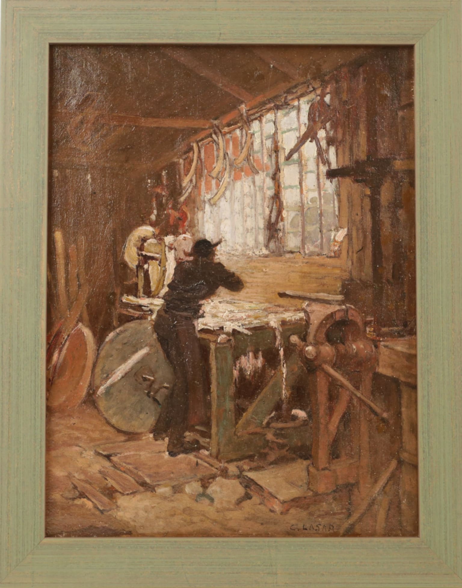 Charles Augustus Lasar The Barrel Maker Painting