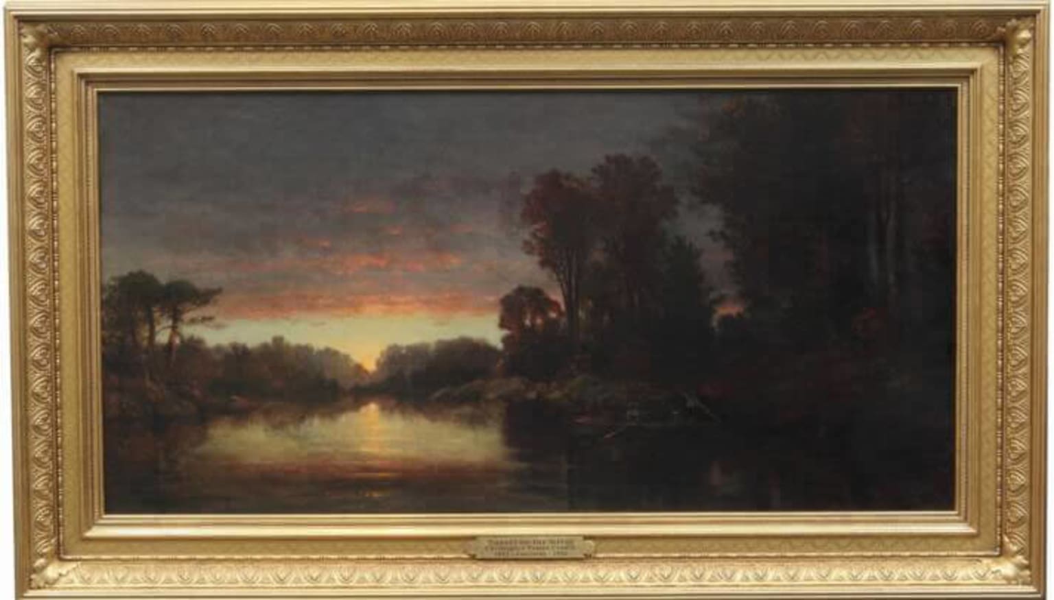 Christopher Pearse Cranch - Sunset on the River Painting