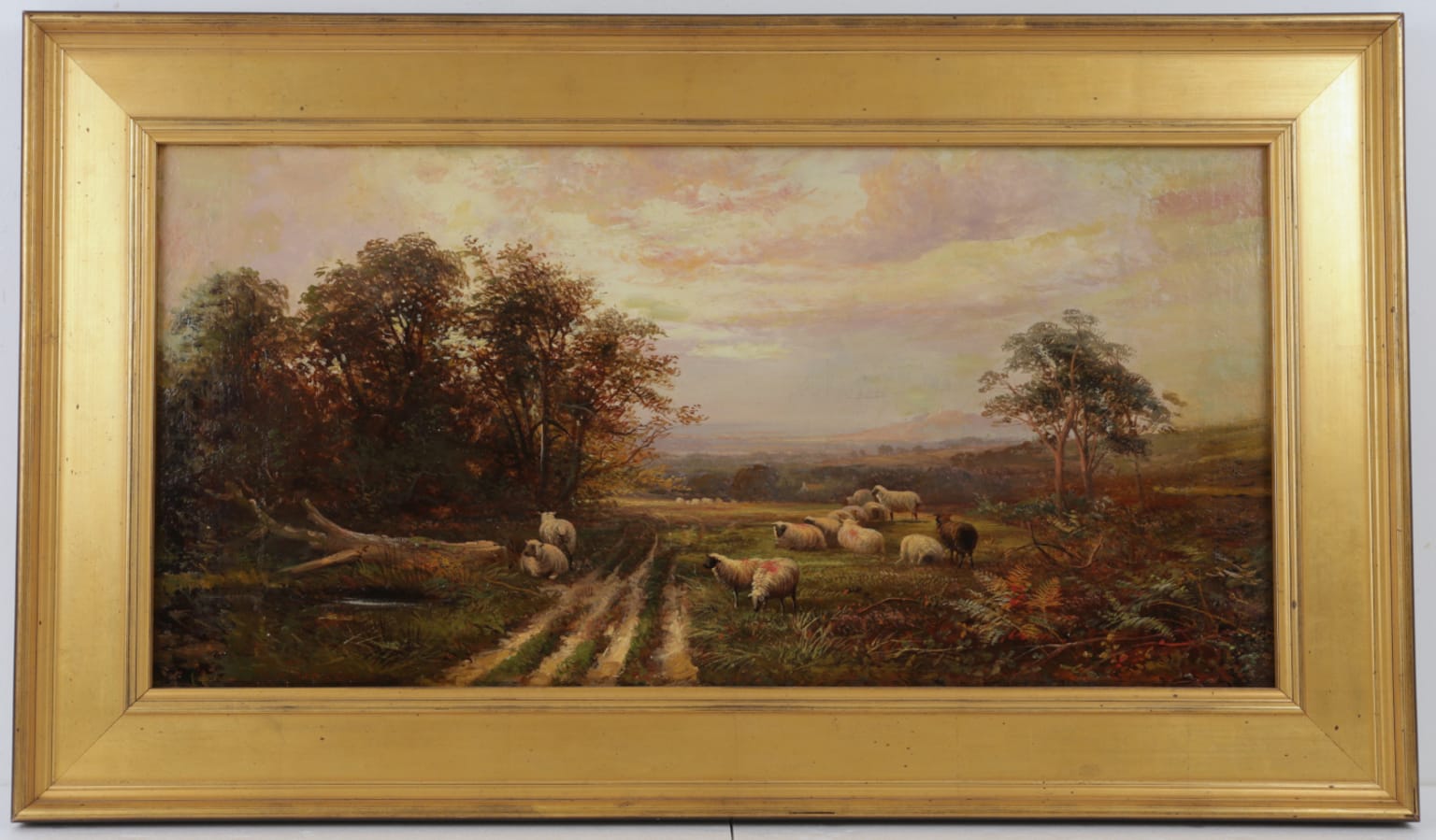 Alfred Augustus Glendening 19th Century Painting - Sheep By Wagon Path