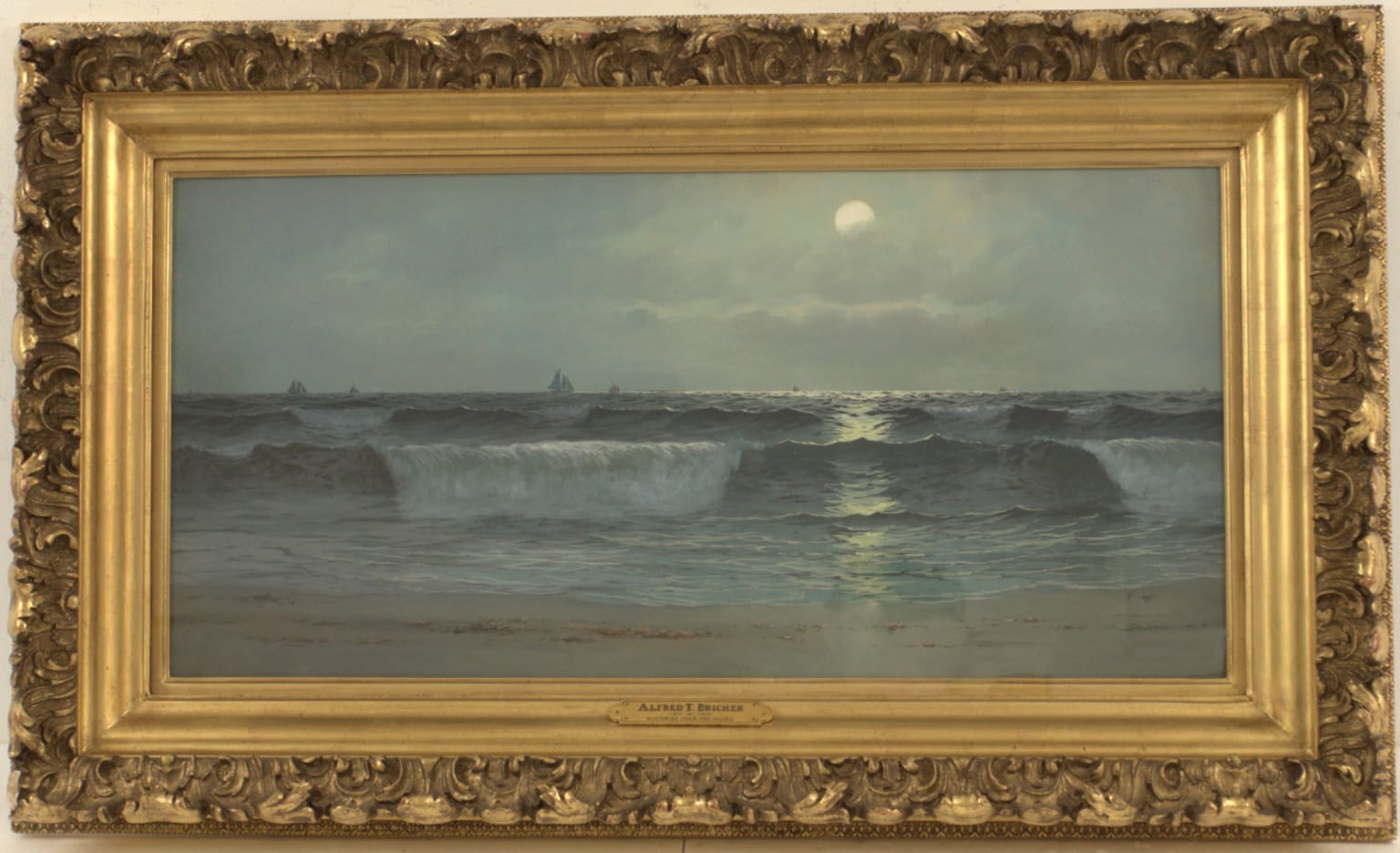 Alfred T. Bricher Victorian Paintings for Sale - Moonrise Over the Shore