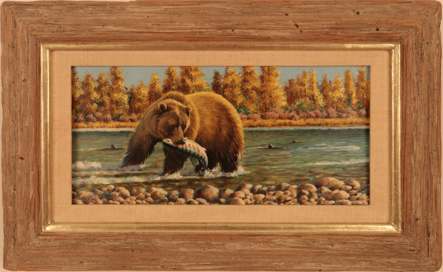 Guy Coheleach Victorian Artwork for Sale - Brown Bear Catching Salmon