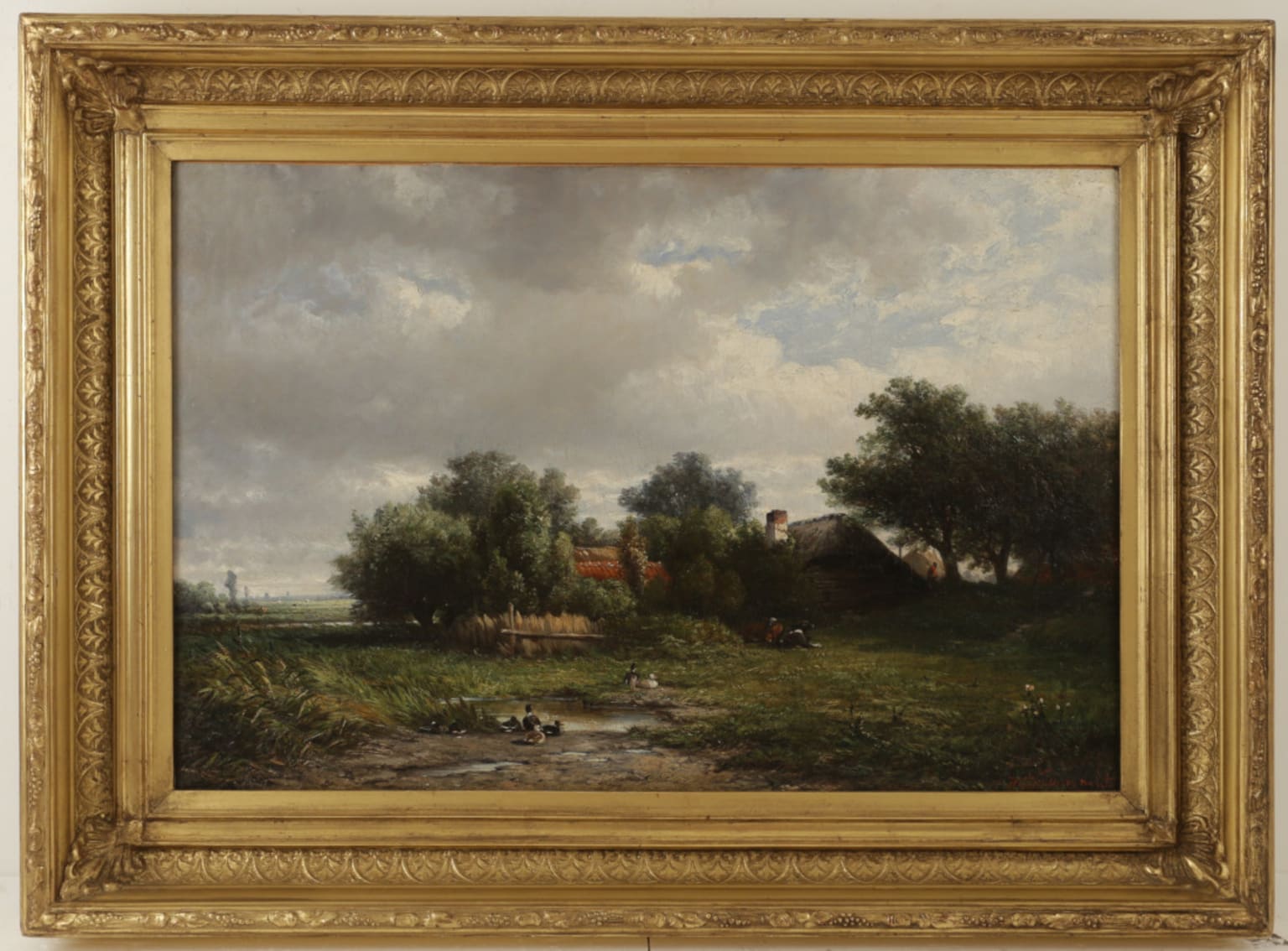 Kruseman Van Elten 19 Century Pastural Landscape Painting