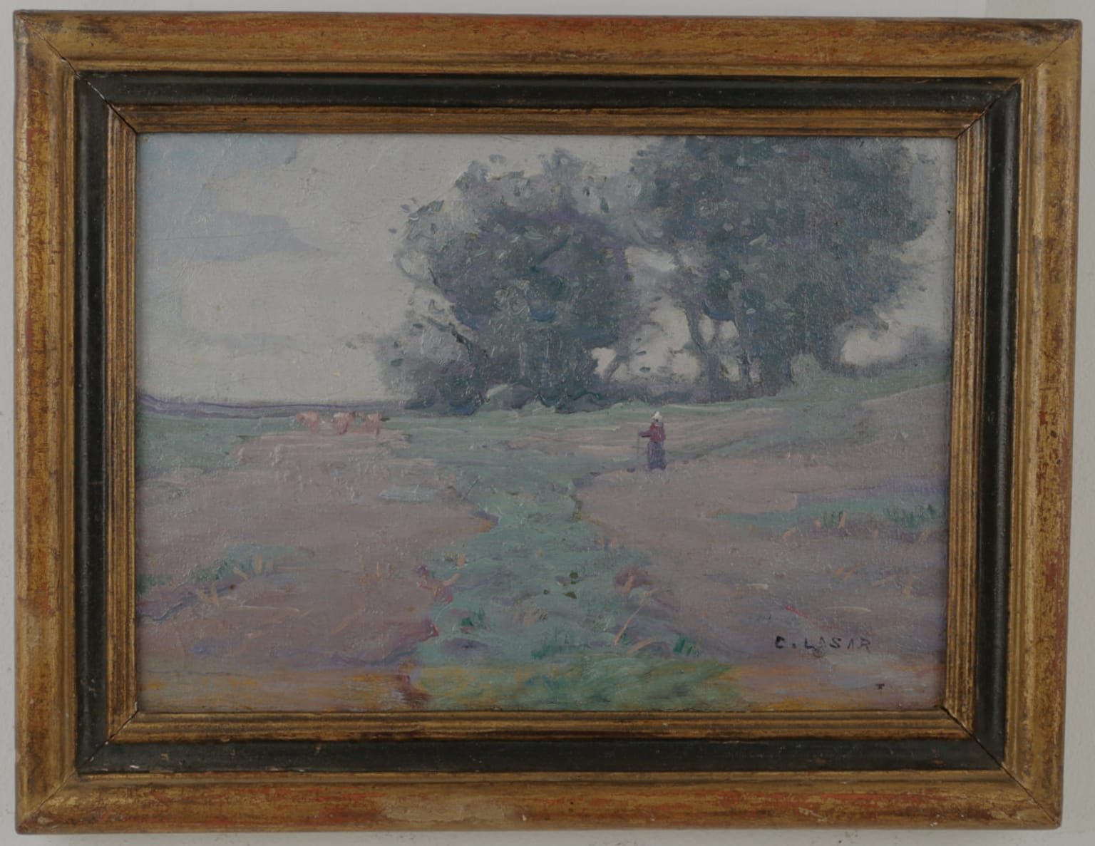 Charles Augustus Lasar Victorian Painting of Cows