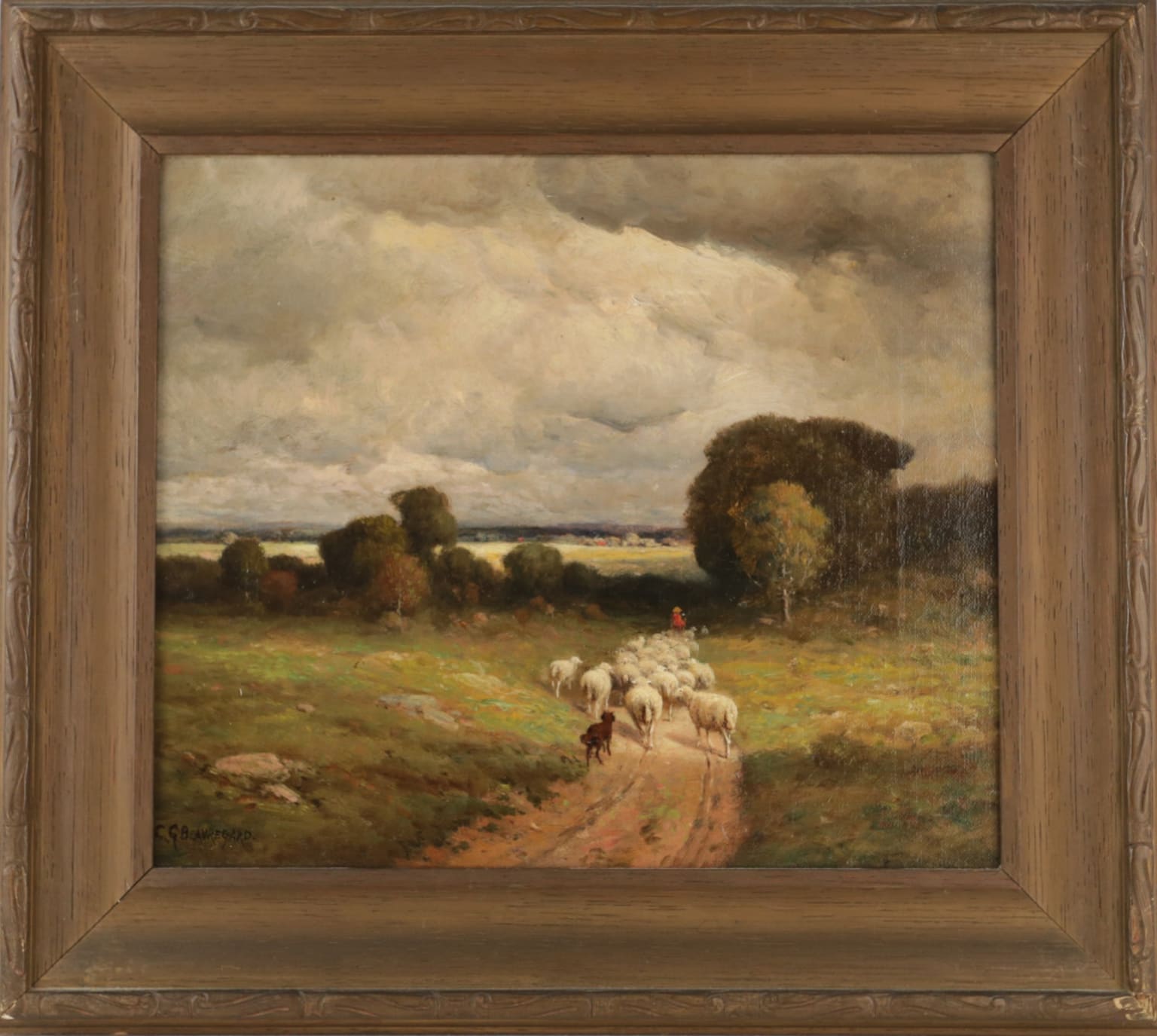 Charles Grant Beauregard: Guiding the Sheep Painting