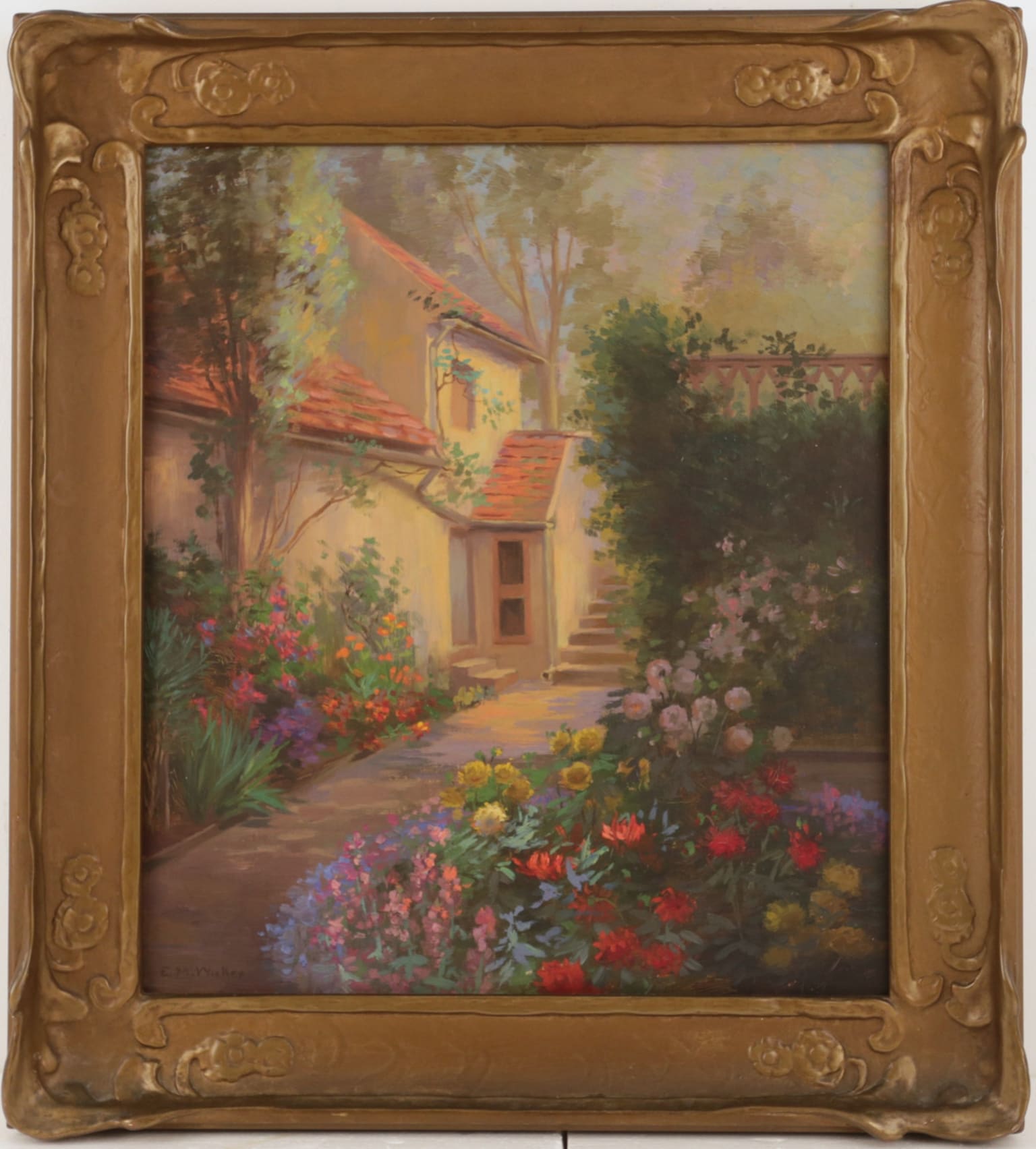 Ethel Marian Wickes: Cottage Garden Painting for Sale