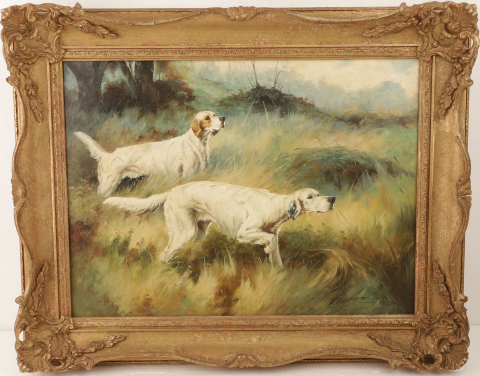 Henry Carr - Dogs in the Field Victorian Painting